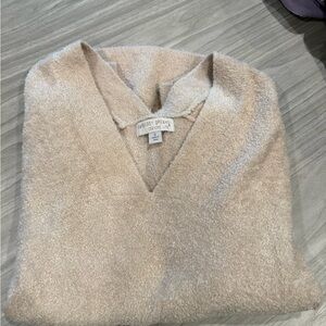 Barefoot Dreams Cozy Tan V-Neck Sweater